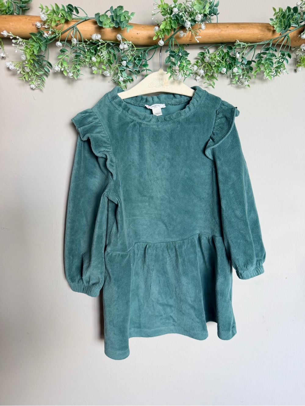Crewcuts Corduroy Ruffle Dress Teal | Size 4